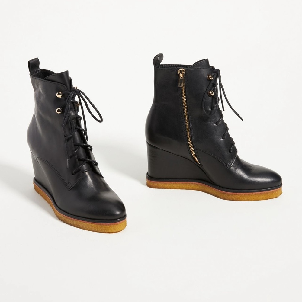 Silent D Black Wedge Ankle Boots - Picture 4 of 10